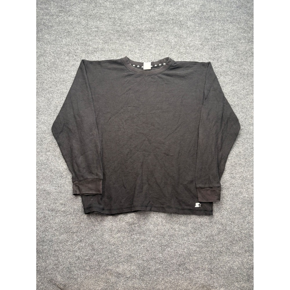 Starter Black Label Mens XXL Black Waffle Knit Thermal Long Sleeve Shirt